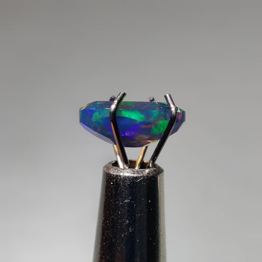 Faceted Ethiopian Black Opal gemstone cabochon - natural crystal healing stone for jewelry making by Gemivra