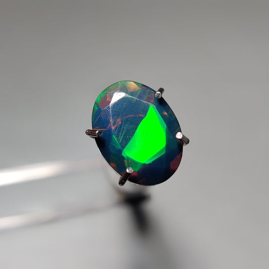 Faceted Ethiopian Black Opal gemstone cabochon - natural crystal healing stone for jewelry making by Gemivra