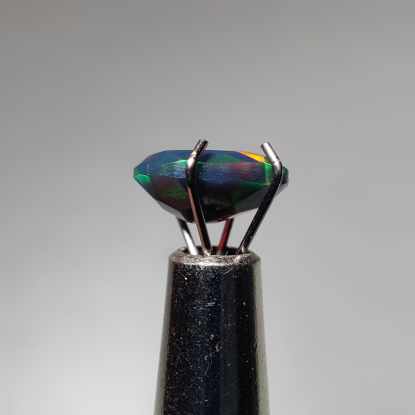 Faceted Ethiopian Black Opal gemstone cabochon - natural crystal healing stone for jewelry making by Gemivra