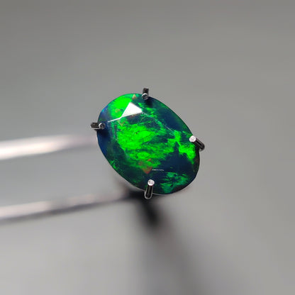 Faceted Ethiopian Black Opal gemstone cabochon - natural crystal healing stone for jewelry making by Gemivra