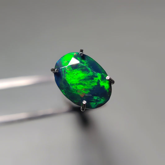 Faceted Ethiopian Black Opal gemstone cabochon - natural crystal healing stone for jewelry making by Gemivra