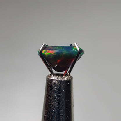 Faceted Ethiopian Black Opal gemstone cabochon - natural crystal healing stone for jewelry making by Gemivra