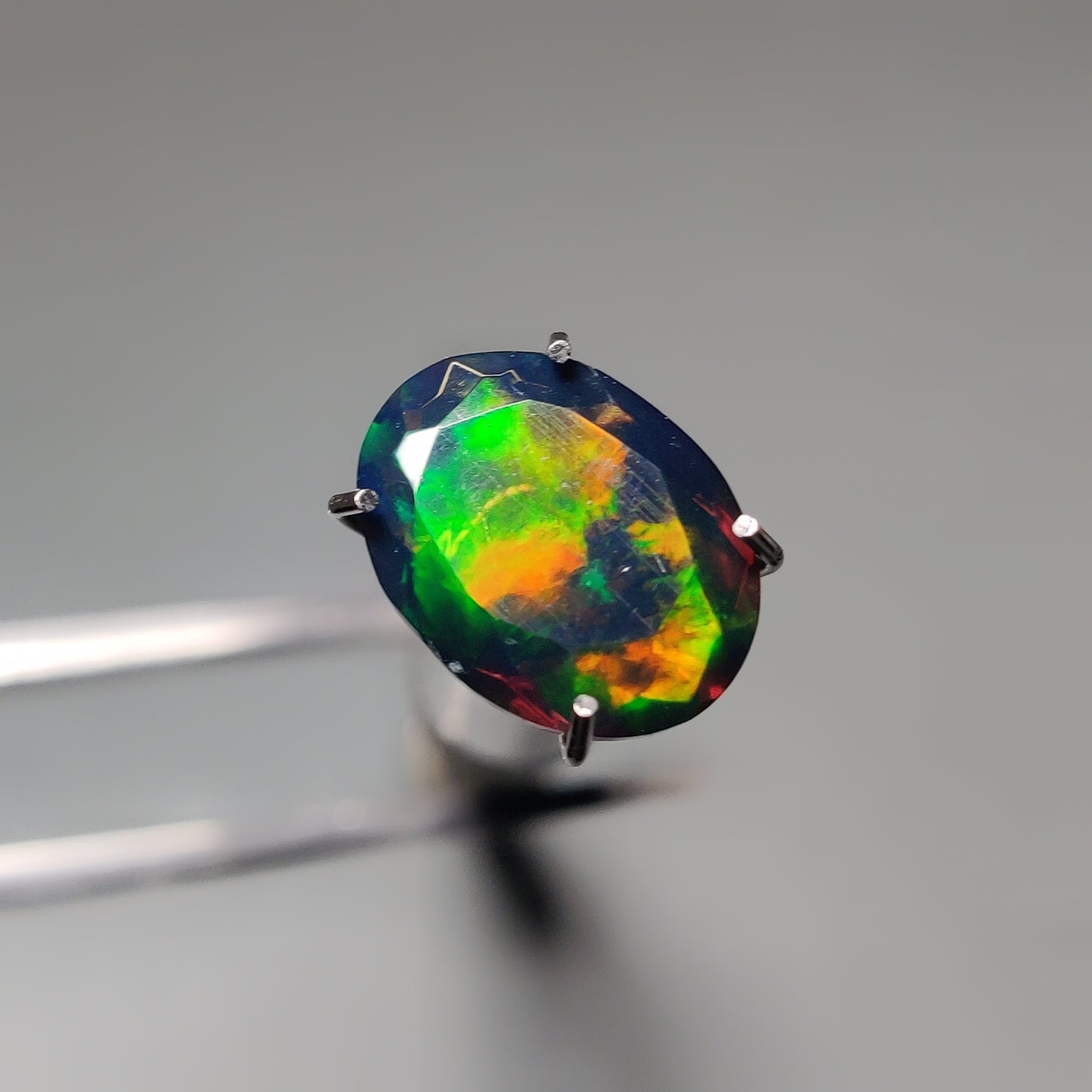 Faceted Ethiopian Black Opal gemstone cabochon - natural crystal healing stone for jewelry making by Gemivra