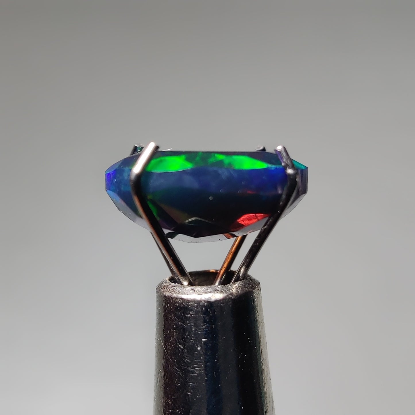 Faceted Ethiopian Black Opal gemstone cabochon - natural crystal healing stone for jewelry making by Gemivra