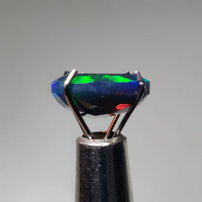 Faceted Ethiopian Black Opal gemstone cabochon - natural crystal healing stone for jewelry making by Gemivra