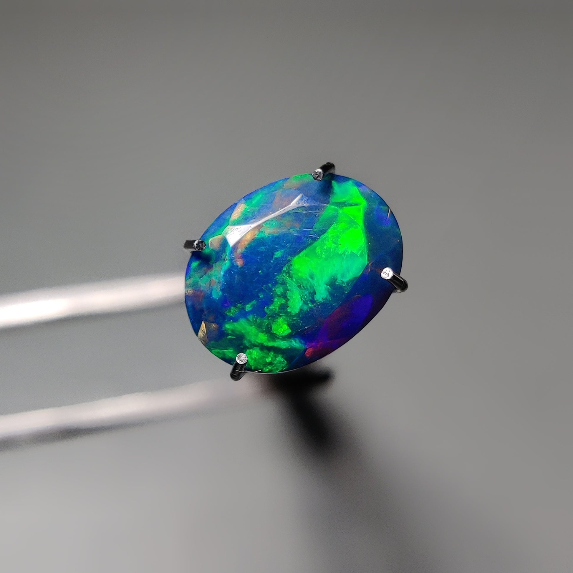 Faceted Ethiopian Black Opal gemstone cabochon - natural crystal healing stone for jewelry making by Gemivra