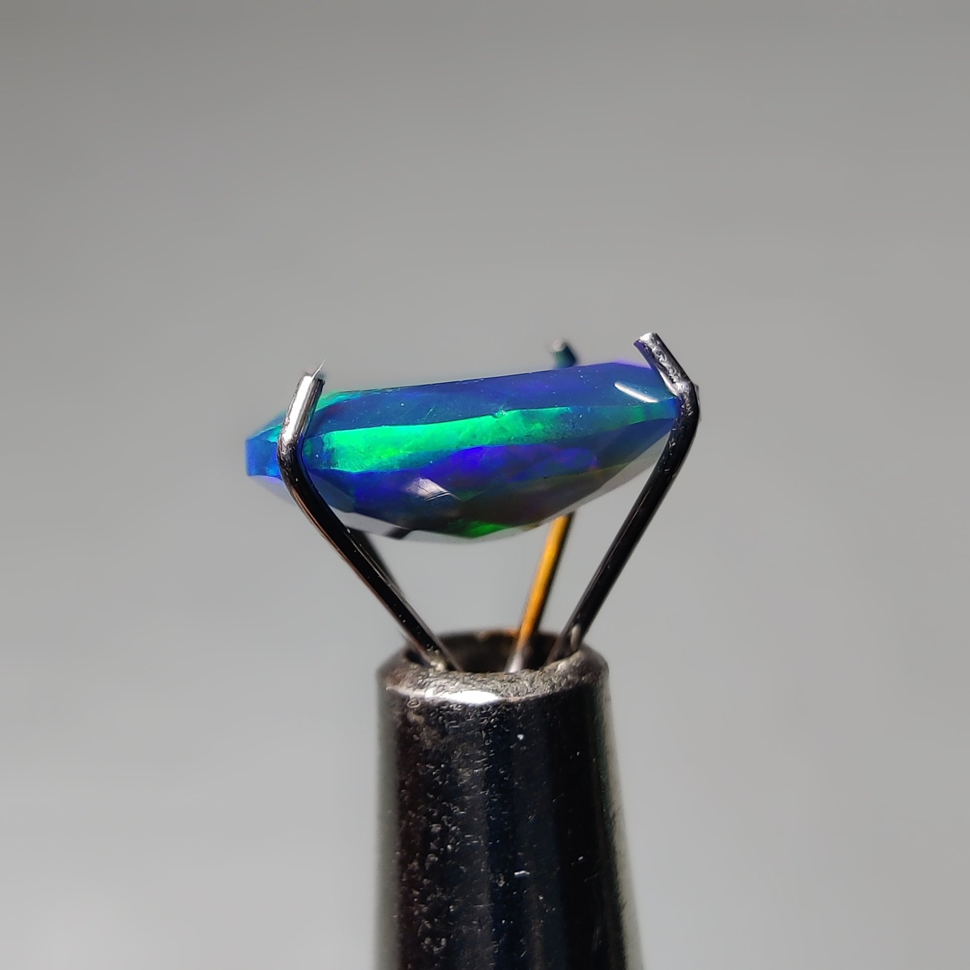 Faceted Ethiopian Black Opal gemstone cabochon - natural crystal healing stone for jewelry making by Gemivra