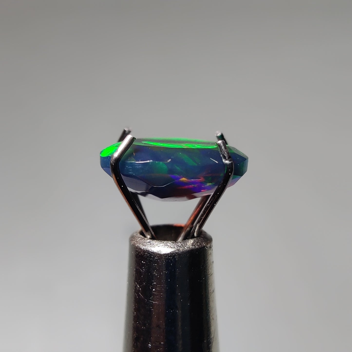 Faceted Ethiopian Black Opal gemstone cabochon - natural crystal healing stone for jewelry making by Gemivra