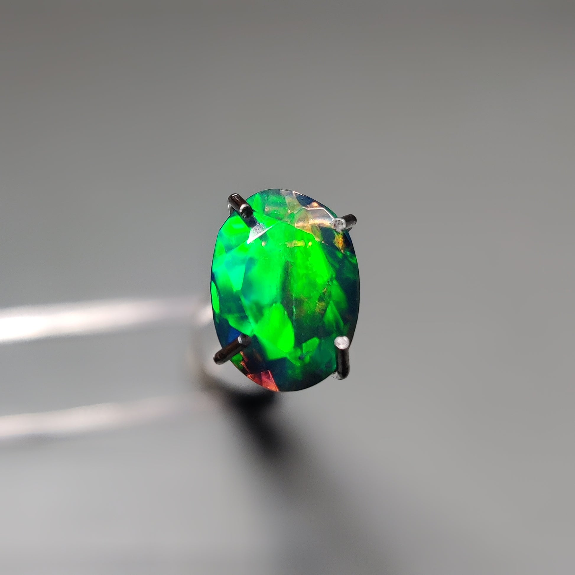 Faceted Ethiopian Black Opal gemstone cabochon - natural crystal healing stone for jewelry making by Gemivra