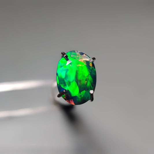 Faceted Ethiopian Black Opal gemstone cabochon - natural crystal healing stone for jewelry making by Gemivra