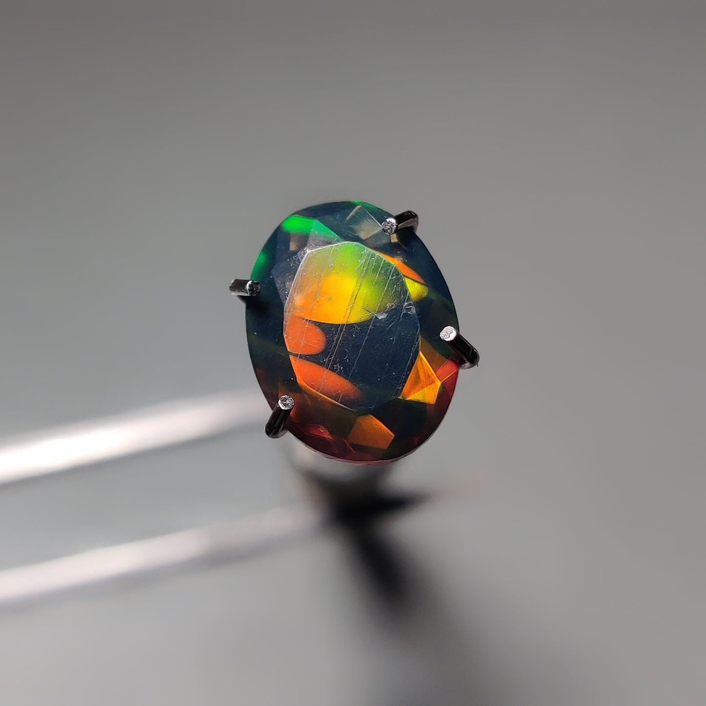 Faceted Ethiopian Black Opal gemstone cabochon - natural crystal healing stone for jewelry making by Gemivra