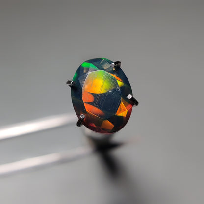 Faceted Ethiopian Black Opal gemstone cabochon - natural crystal healing stone for jewelry making by Gemivra