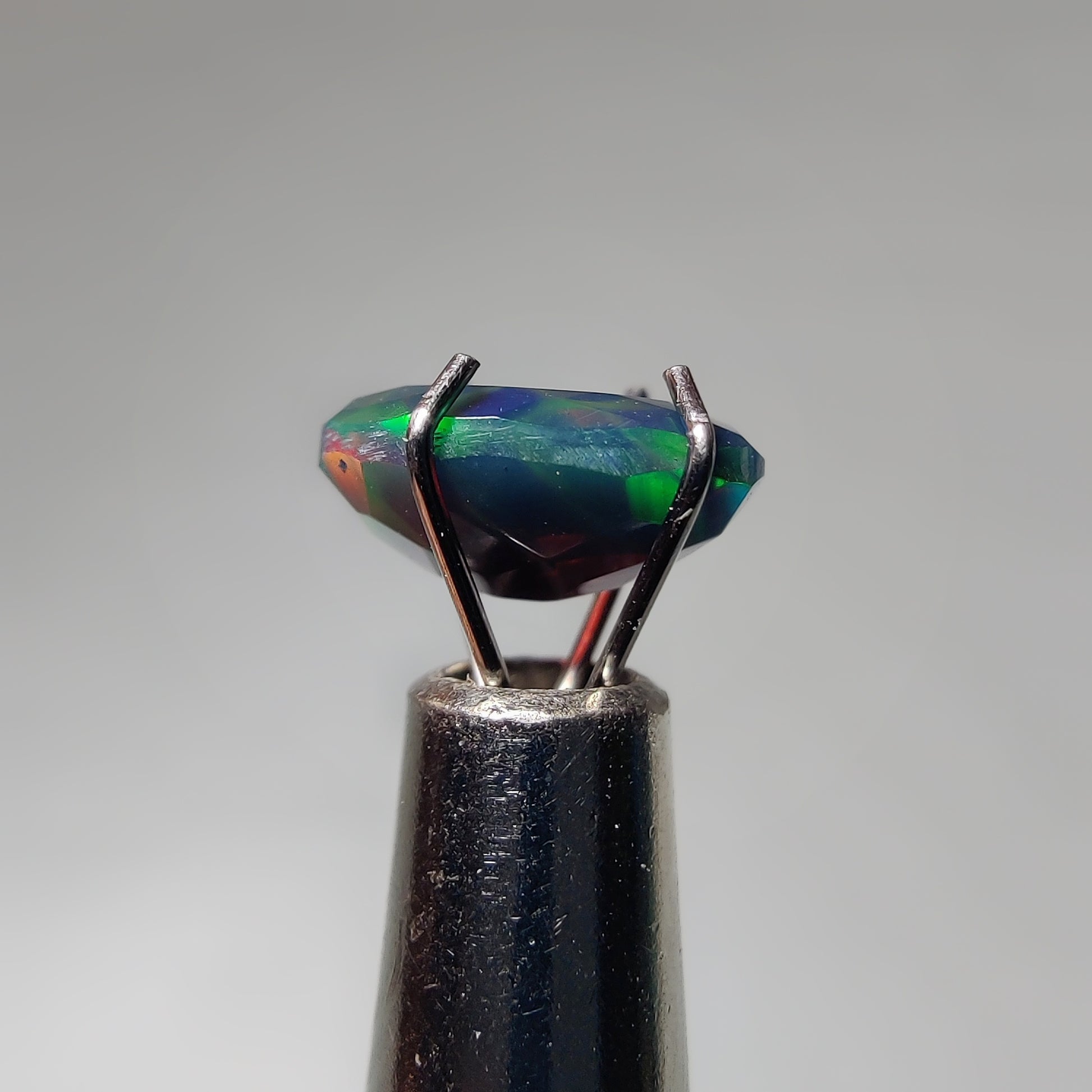 Faceted Ethiopian Black Opal gemstone cabochon - natural crystal healing stone for jewelry making by Gemivra