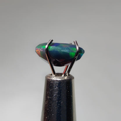 Faceted Ethiopian Black Opal gemstone cabochon - natural crystal healing stone for jewelry making by Gemivra