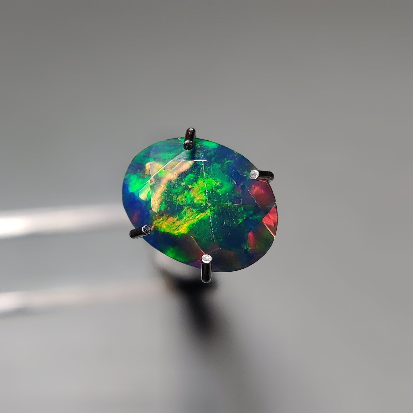 Faceted Ethiopian Black Opal gemstone cabochon - natural crystal healing stone for jewelry making by Gemivra
