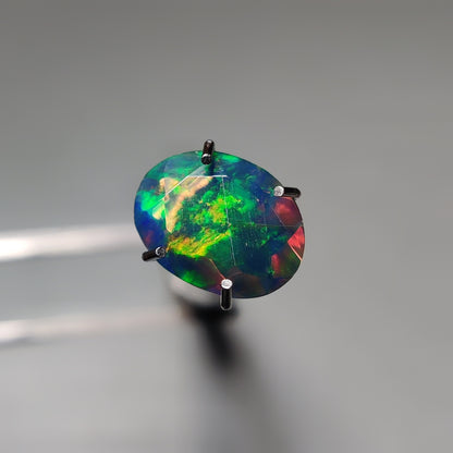 Faceted Ethiopian Black Opal gemstone cabochon - natural crystal healing stone for jewelry making by Gemivra