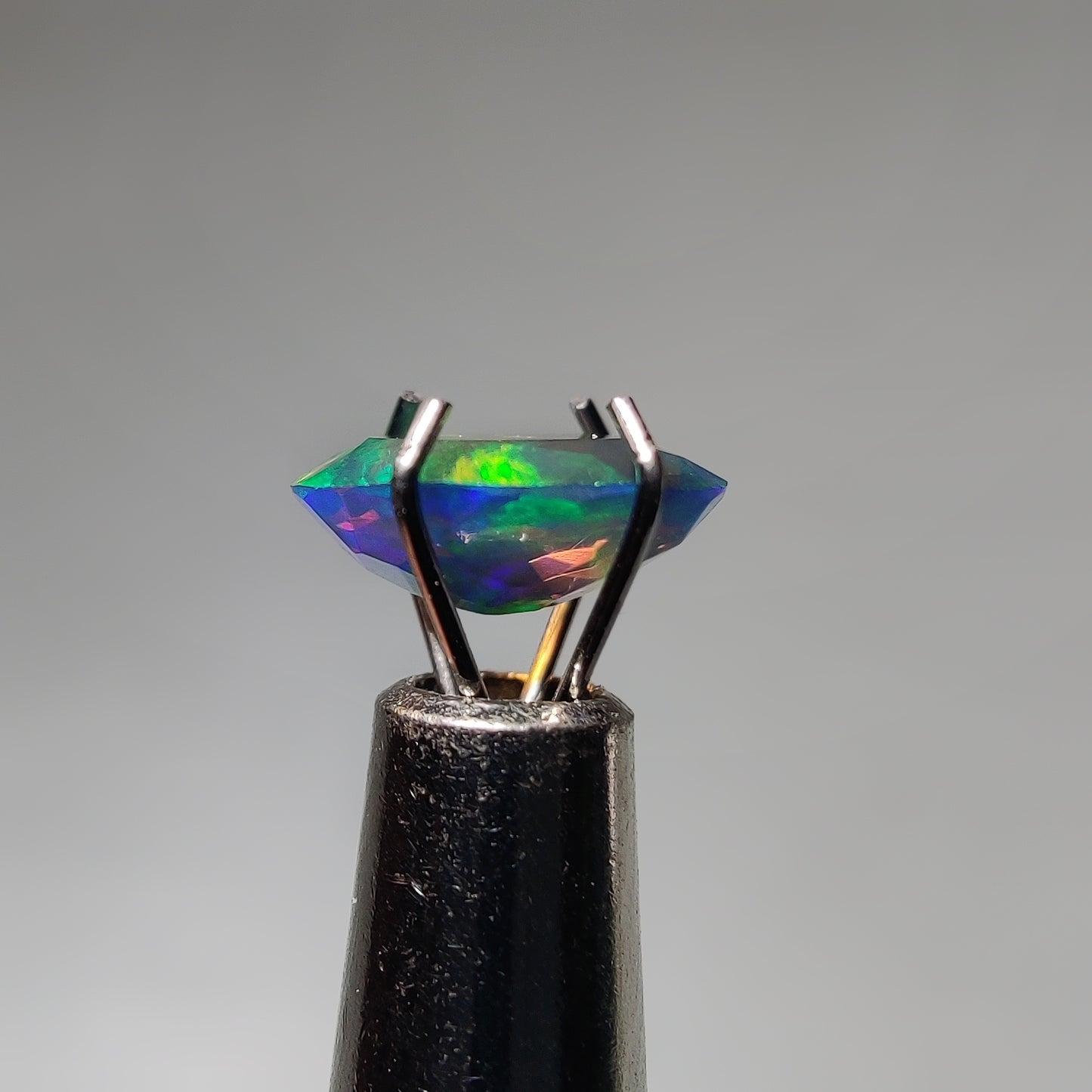 Faceted Ethiopian Black Opal gemstone cabochon - natural crystal healing stone for jewelry making by Gemivra
