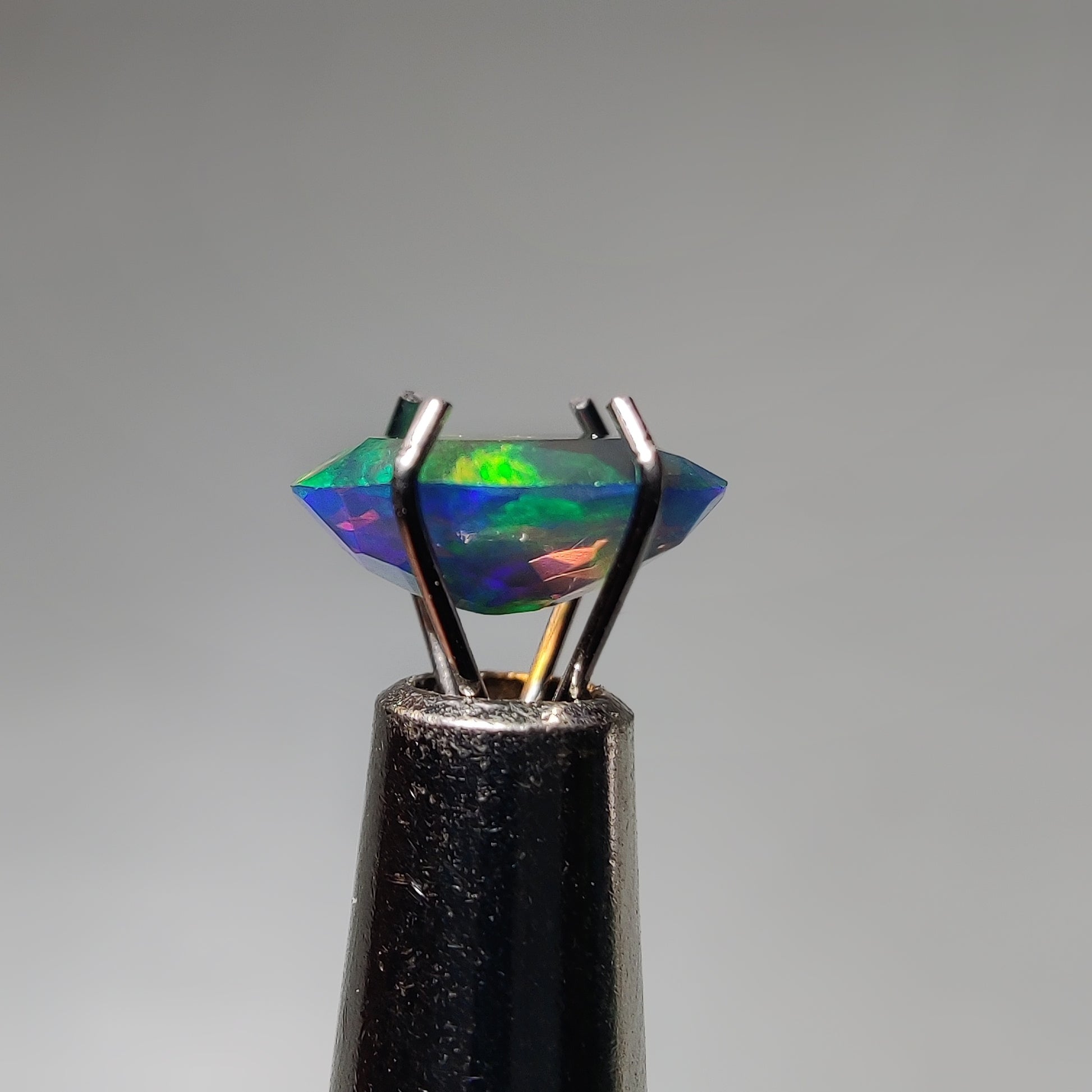 Faceted Ethiopian Black Opal gemstone cabochon - natural crystal healing stone for jewelry making by Gemivra