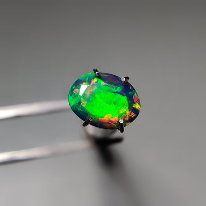 Faceted Ethiopian Black Opal gemstone cabochon - natural crystal healing stone for jewelry making by Gemivra
