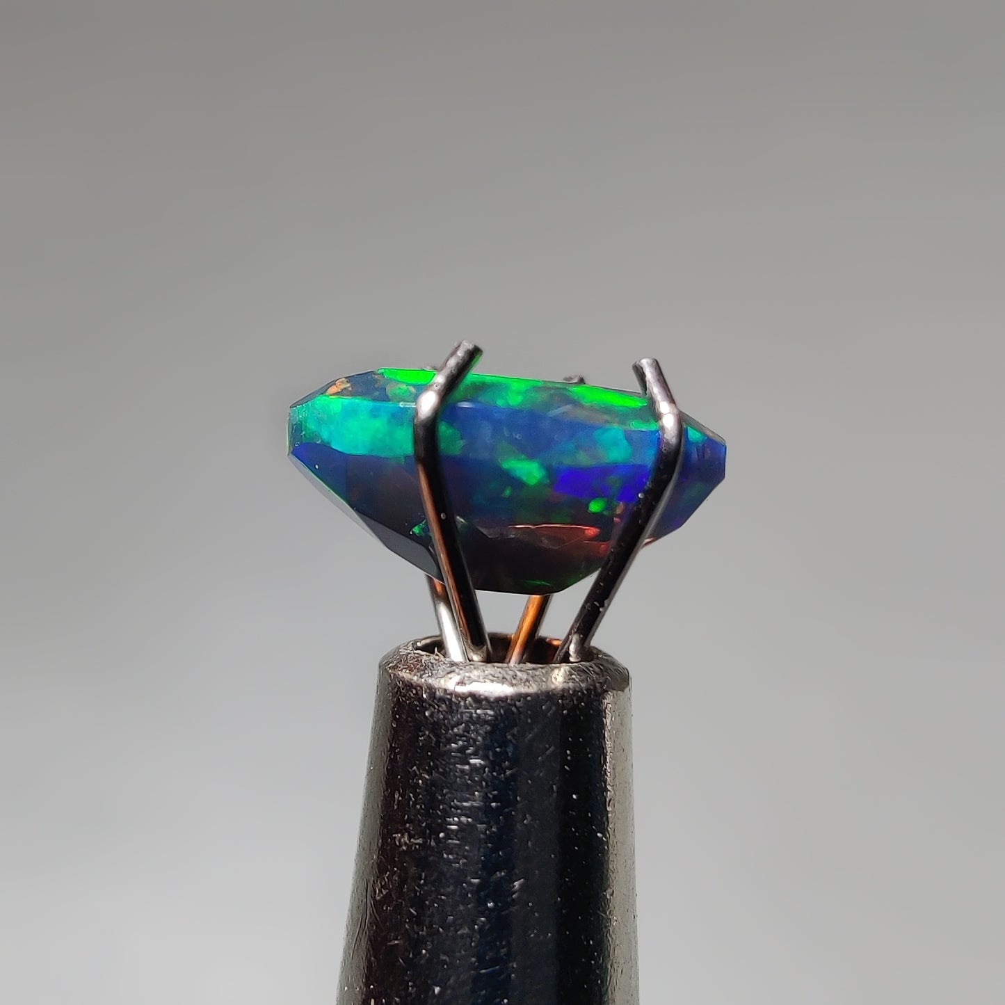 Faceted Ethiopian Black Opal gemstone cabochon - natural crystal healing stone for jewelry making by Gemivra