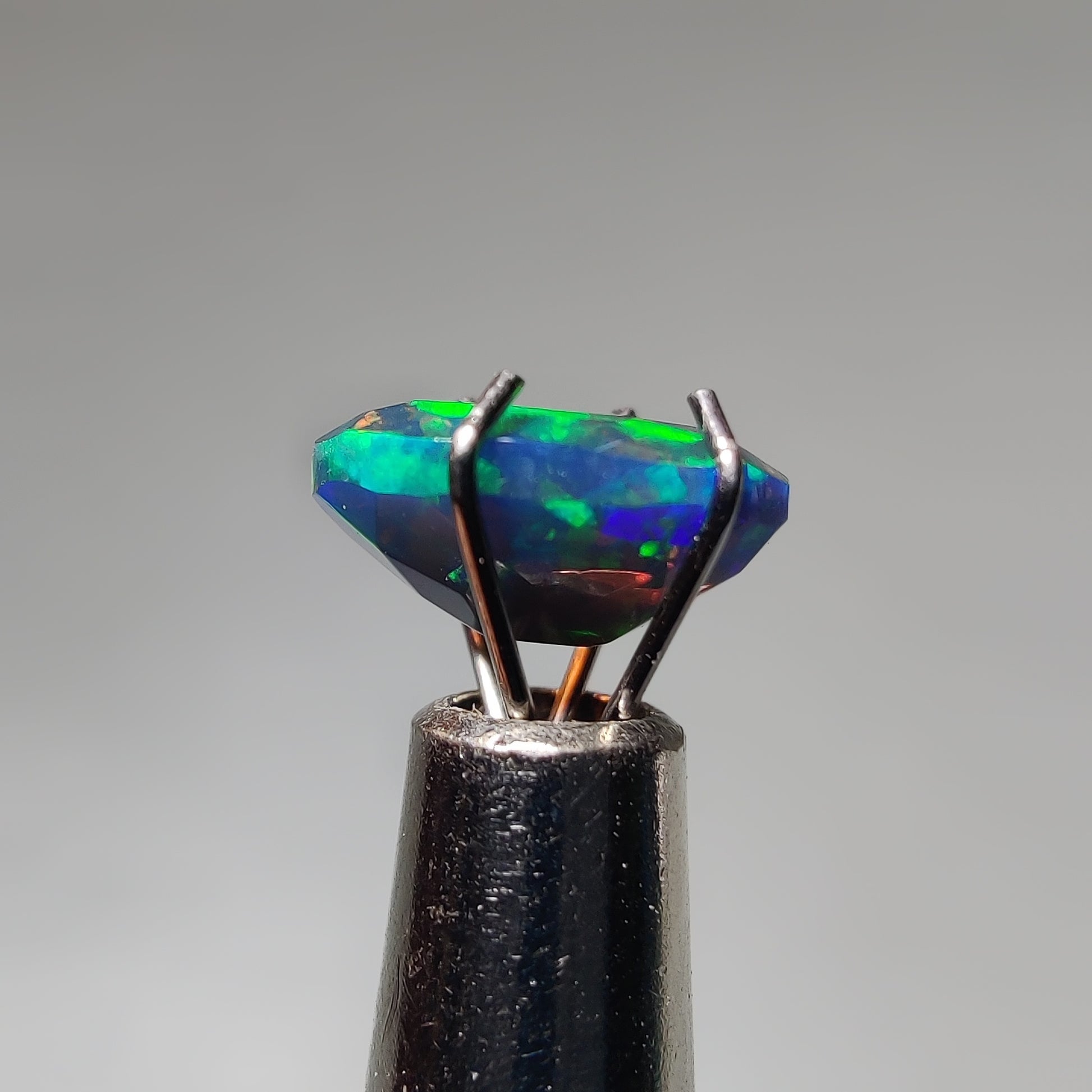 Faceted Ethiopian Black Opal gemstone cabochon - natural crystal healing stone for jewelry making by Gemivra