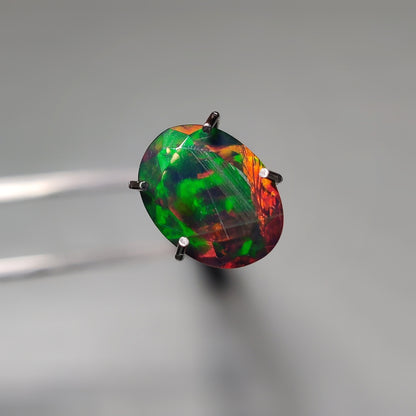 Faceted Ethiopian Black Opal gemstone cabochon - natural crystal healing stone for jewelry making by Gemivra