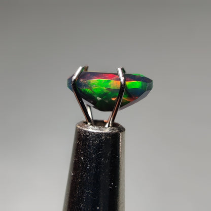 Faceted Ethiopian Black Opal gemstone cabochon - natural crystal healing stone for jewelry making by Gemivra