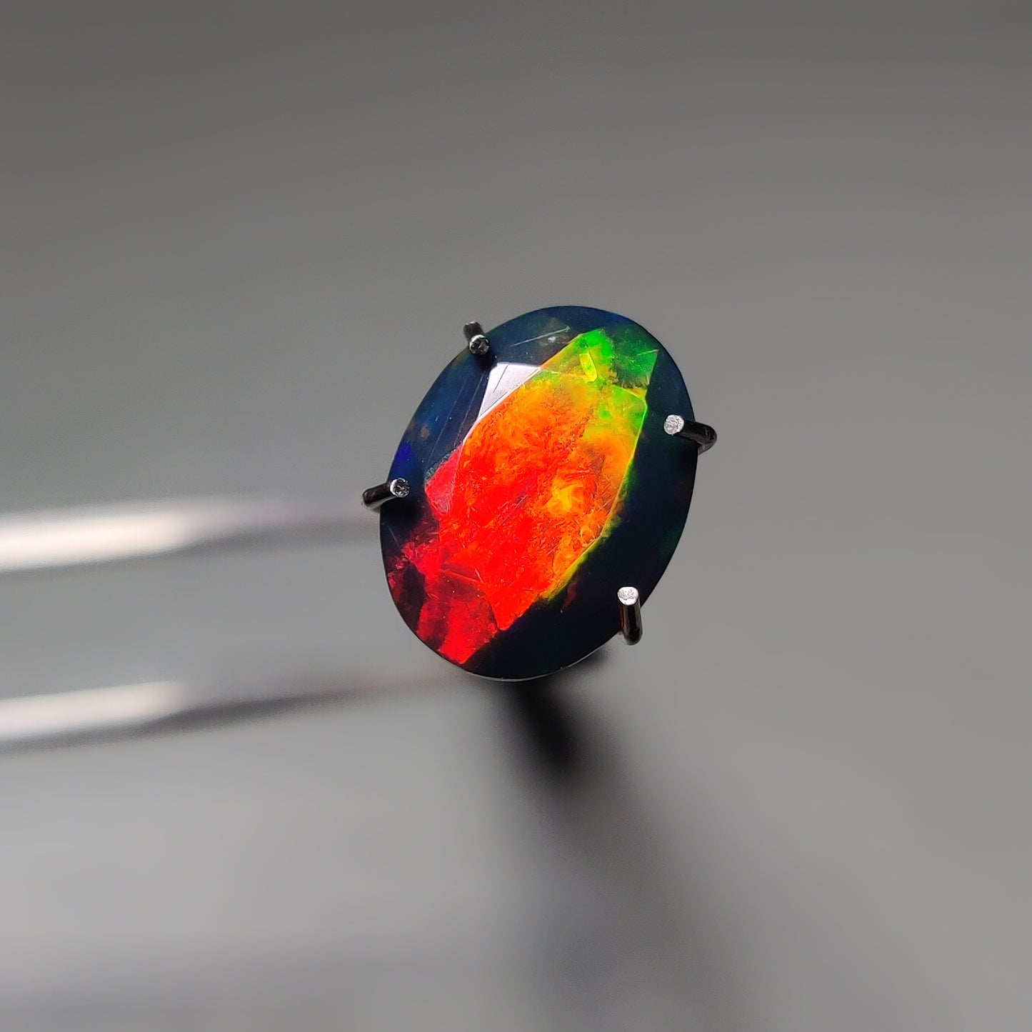 Faceted Ethiopian Black Opal gemstone cabochon - natural crystal healing stone for jewelry making by Gemivra