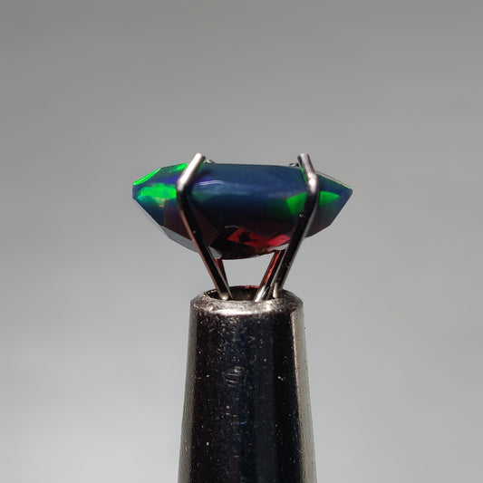 Faceted Ethiopian Black Opal gemstone cabochon - natural crystal healing stone for jewelry making by Gemivra