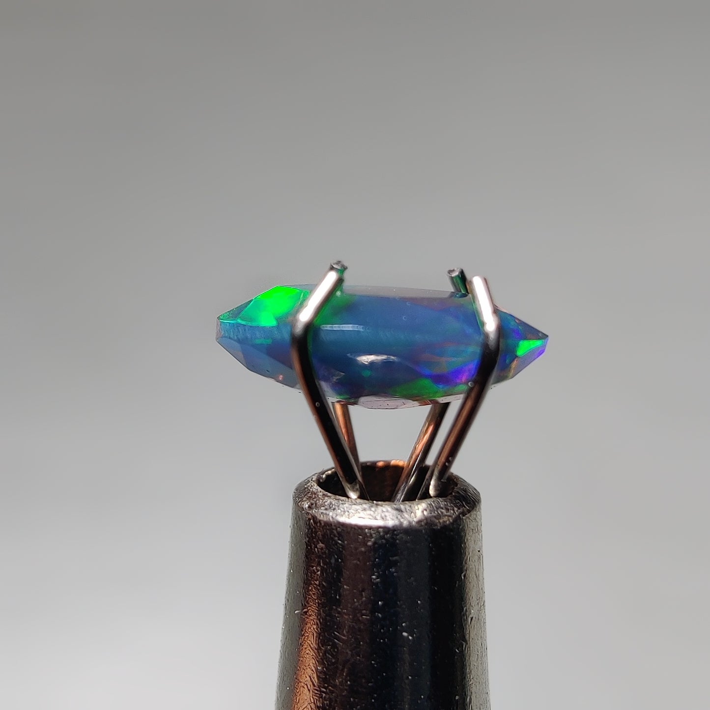 Faceted Ethiopian Black Opal gemstone cabochon - natural crystal healing stone for jewelry making by Gemivra