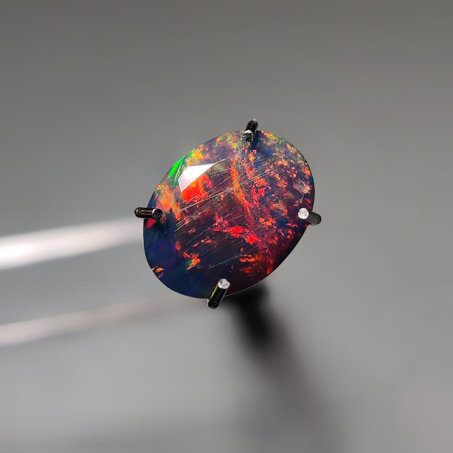 Faceted Ethiopian Black Opal gemstone cabochon - natural crystal healing stone for jewelry making by Gemivra
