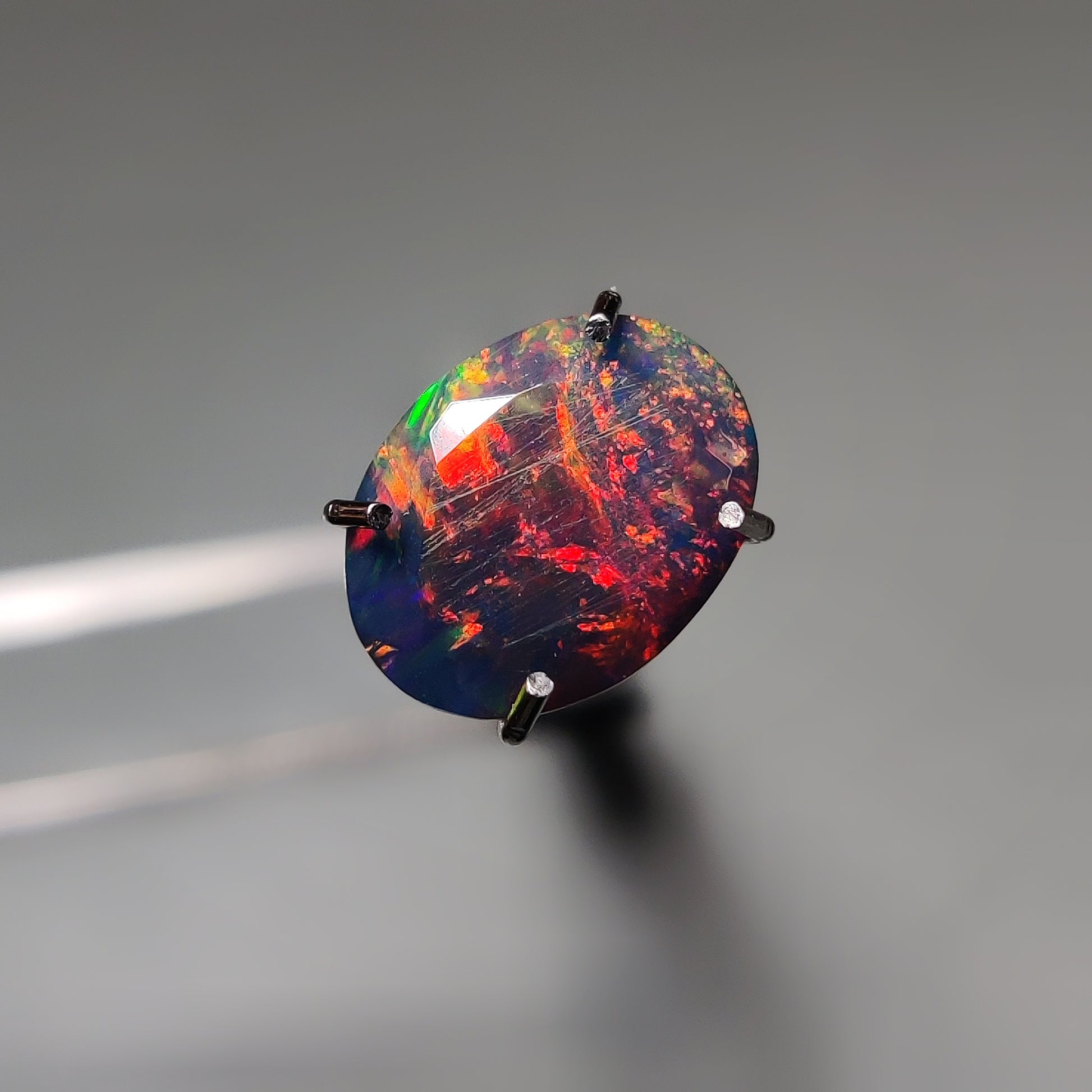 Faceted Ethiopian Black Opal gemstone cabochon - natural crystal healing stone for jewelry making by Gemivra
