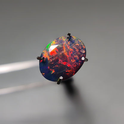 Faceted Ethiopian Black Opal gemstone cabochon - natural crystal healing stone for jewelry making by Gemivra