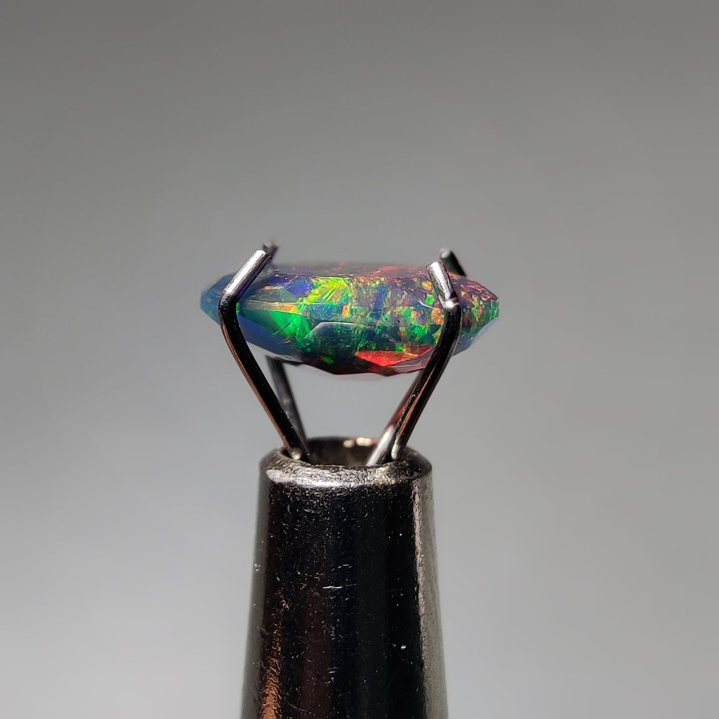 Faceted Ethiopian Black Opal gemstone cabochon - natural crystal healing stone for jewelry making by Gemivra
