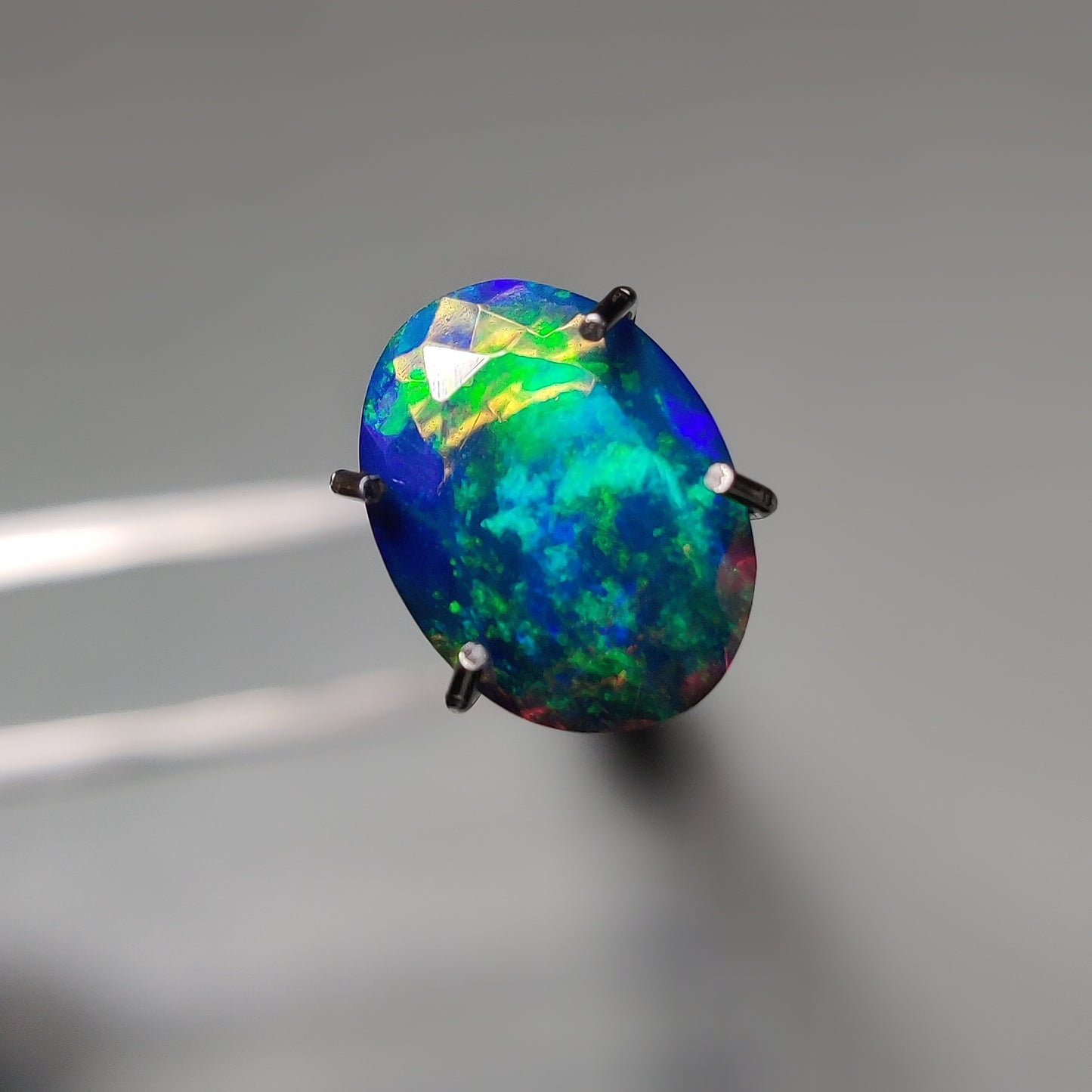 Faceted Ethiopian Black Opal gemstone cabochon - natural crystal healing stone for jewelry making by Gemivra