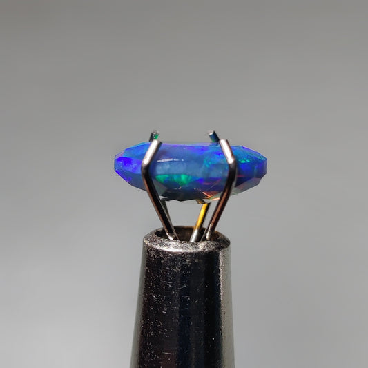 Faceted Ethiopian Black Opal gemstone cabochon - natural crystal healing stone for jewelry making by Gemivra