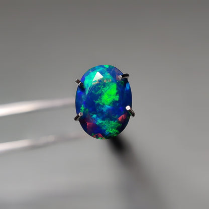 Faceted Ethiopian Black Opal gemstone cabochon - natural crystal healing stone for jewelry making by Gemivra