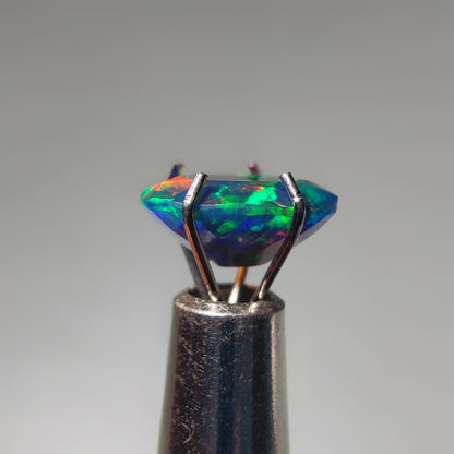 Faceted Ethiopian Black Opal gemstone cabochon - natural crystal healing stone for jewelry making by Gemivra