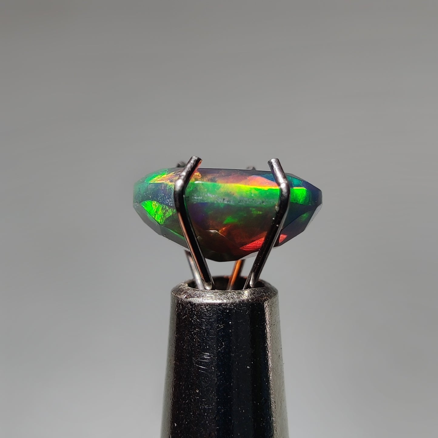 Faceted Ethiopian Black Opal gemstone cabochon - natural crystal healing stone for jewelry making by Gemivra
