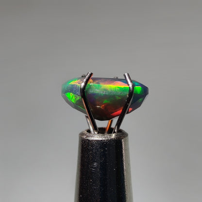 Faceted Ethiopian Black Opal gemstone cabochon - natural crystal healing stone for jewelry making by Gemivra