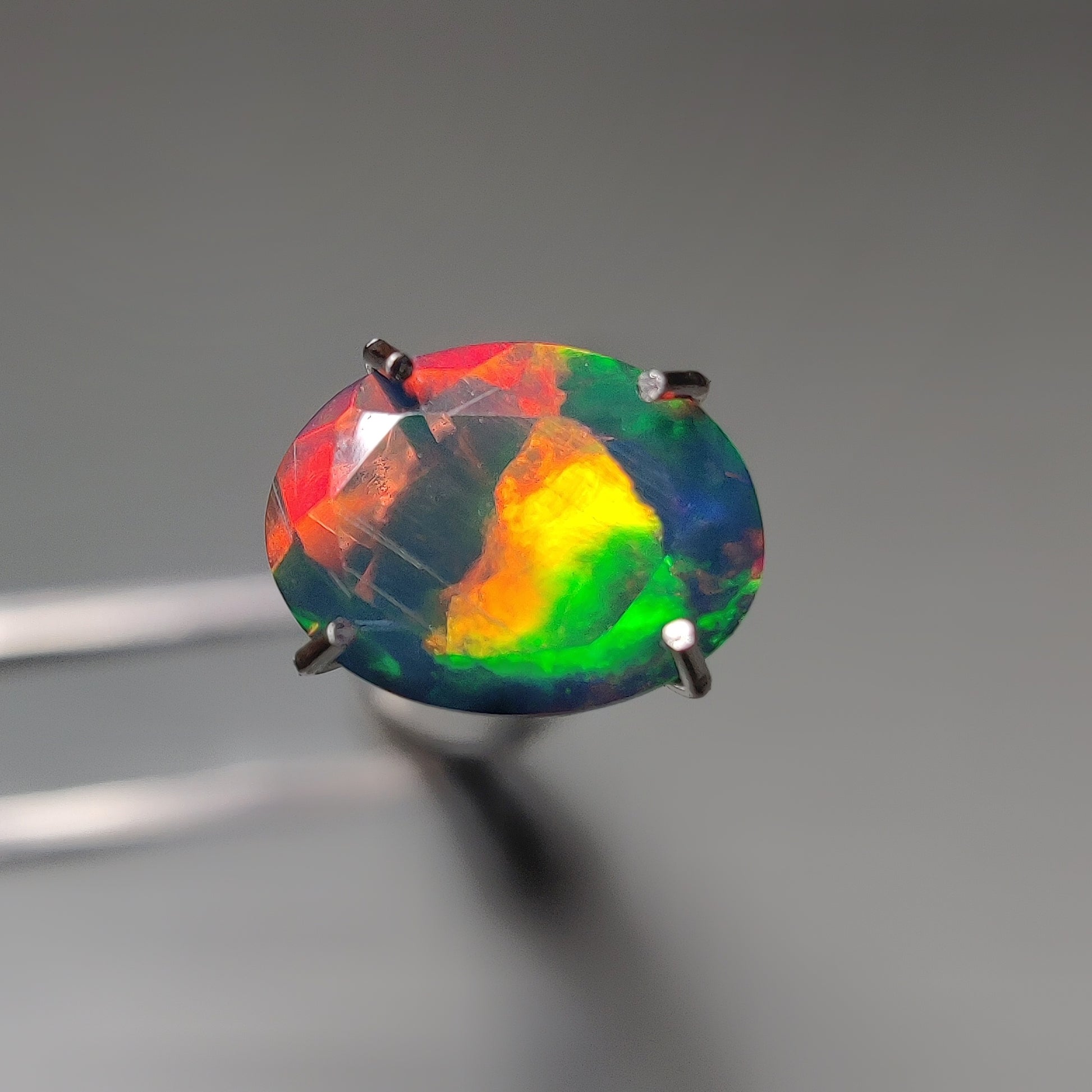 Faceted Ethiopian Black Opal gemstone cabochon - natural crystal healing stone for jewelry making by Gemivra
