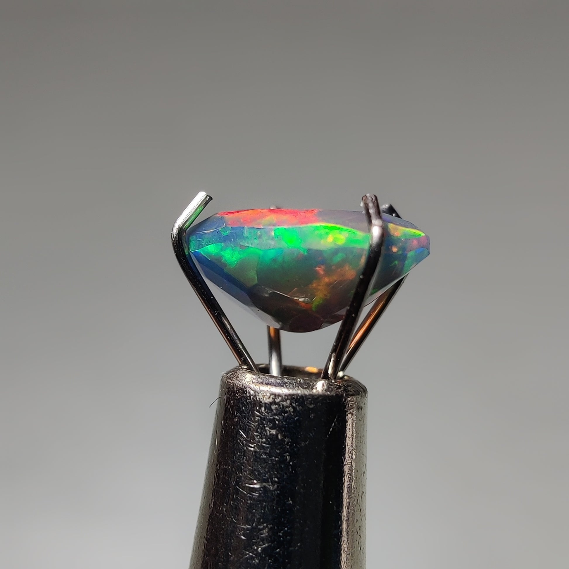 Faceted Ethiopian Black Opal gemstone cabochon - natural crystal healing stone for jewelry making by Gemivra