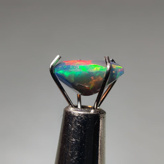 Faceted Ethiopian Black Opal gemstone cabochon - natural crystal healing stone for jewelry making by Gemivra