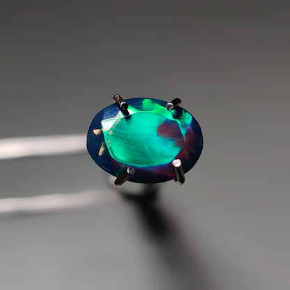 Faceted Ethiopian Black Opal gemstone cabochon - natural crystal healing stone for jewelry making by Gemivra