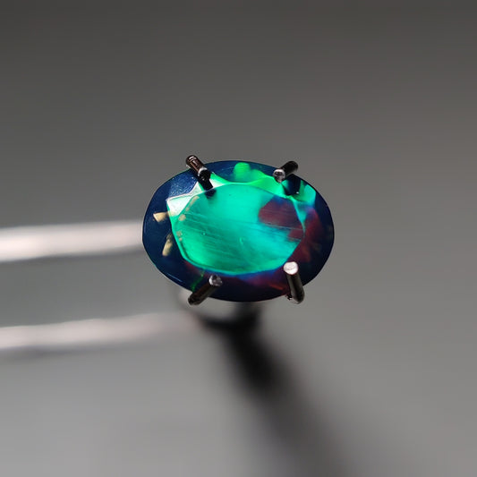 Faceted Ethiopian Black Opal gemstone cabochon - natural crystal healing stone for jewelry making by Gemivra