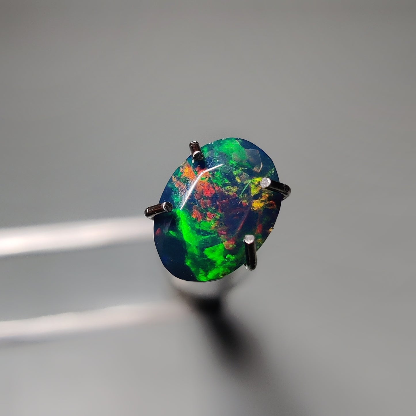 Faceted Ethiopian Black Opal gemstone cabochon - natural crystal healing stone for jewelry making by Gemivra