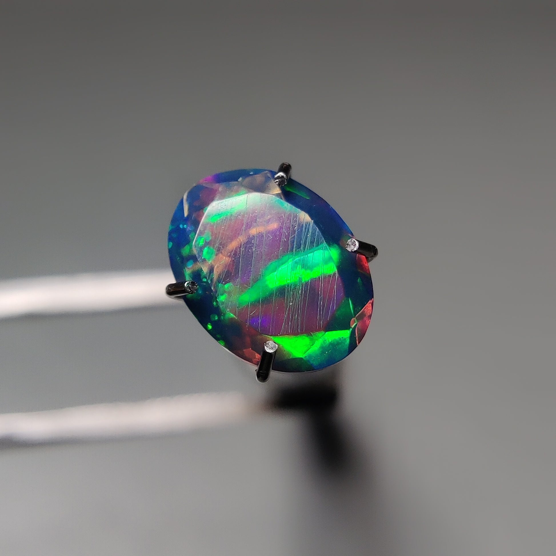 Faceted Ethiopian Black Opal gemstone cabochon - natural crystal healing stone for jewelry making by Gemivra
