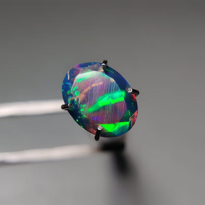 Faceted Ethiopian Black Opal gemstone cabochon - natural crystal healing stone for jewelry making by Gemivra