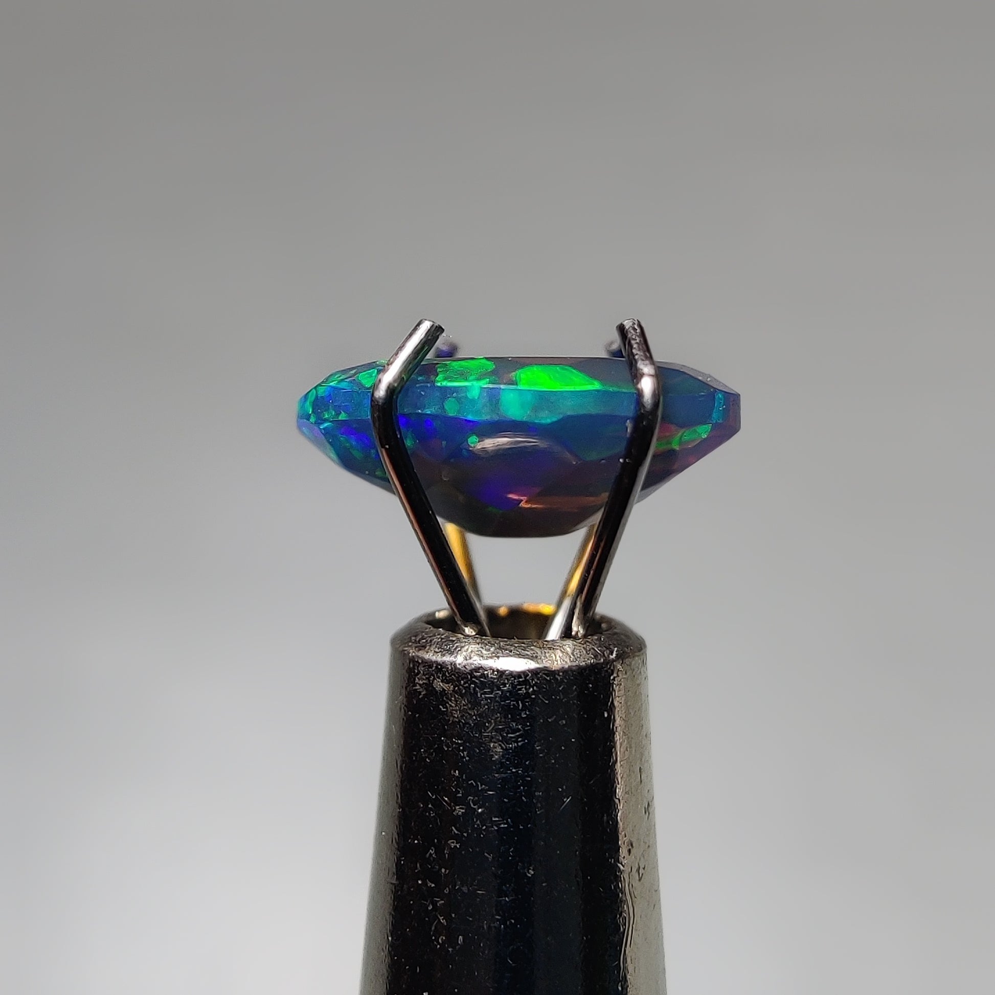 Faceted Ethiopian Black Opal gemstone cabochon - natural crystal healing stone for jewelry making by Gemivra