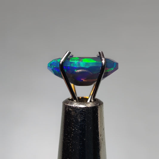 Faceted Ethiopian Black Opal gemstone cabochon - natural crystal healing stone for jewelry making by Gemivra